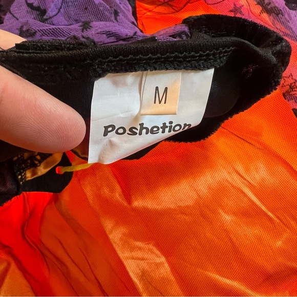 Girls Witch Halloween Costume with Light Up Dress Hat with Broom Size Medium - Picture 7 of 12